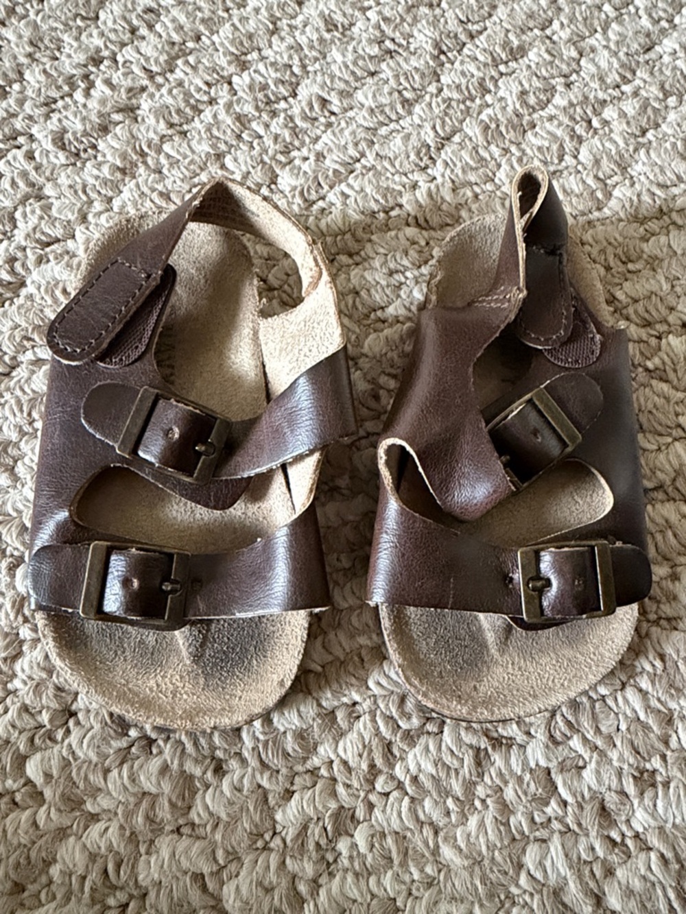 Old Navy Brown Faux Leather Double-Buckle Baby Sandals 9-12M